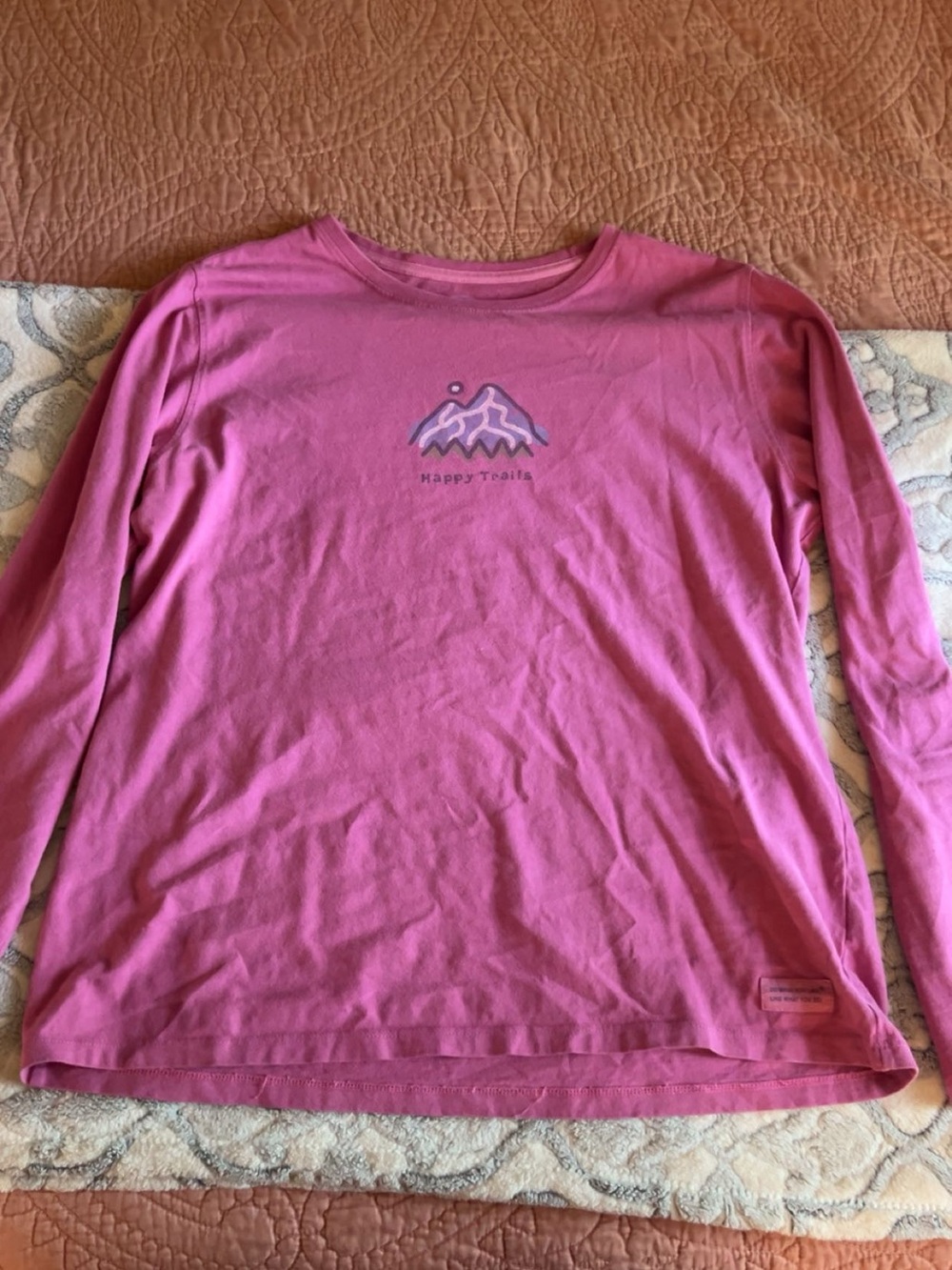 Life Is Good Girls' Long Sleeve Pink Mountain Tee
